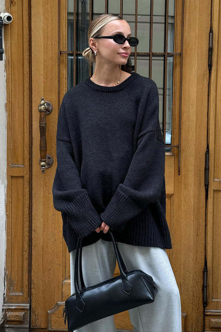 Women's Oversized Charcoal Knitted Jumper