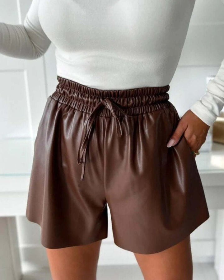 Women's Faux Leather Relaxed Fit Shorts