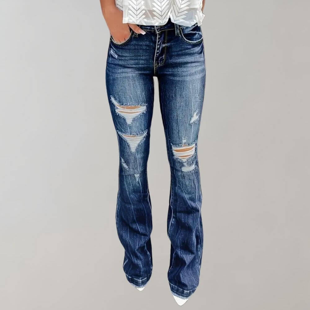 Women's Flared Ripped Jeans