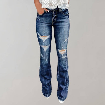 Women's Flared Ripped Jeans