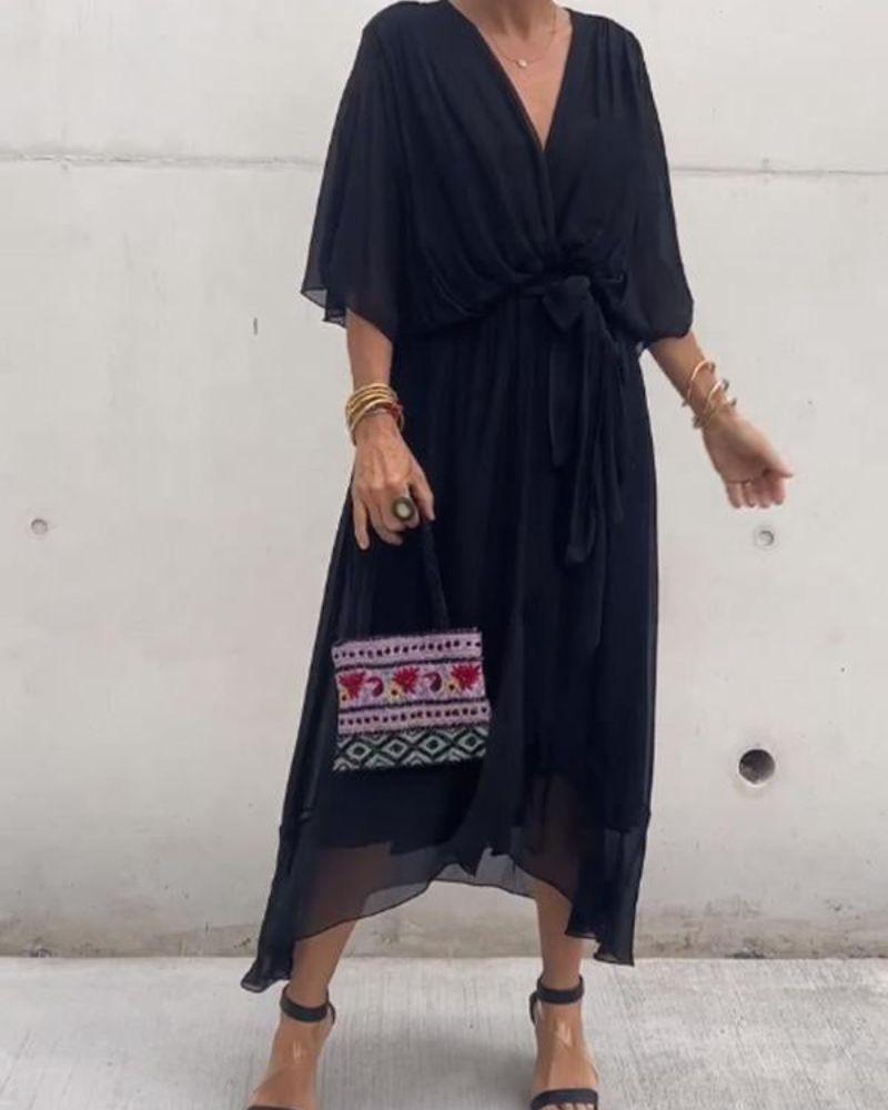 Flowy Crossed Midi Dress