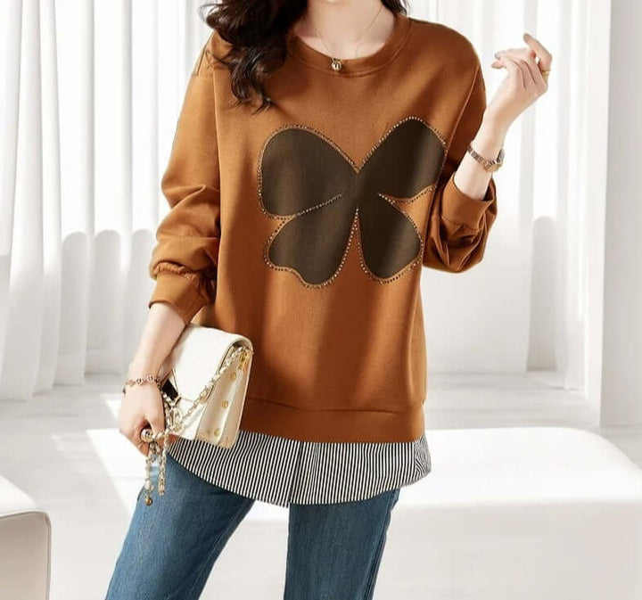 Women's Rhinestone Round Neck Sweater