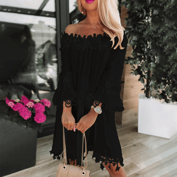 Off Shoulder Cotton Blend Dress