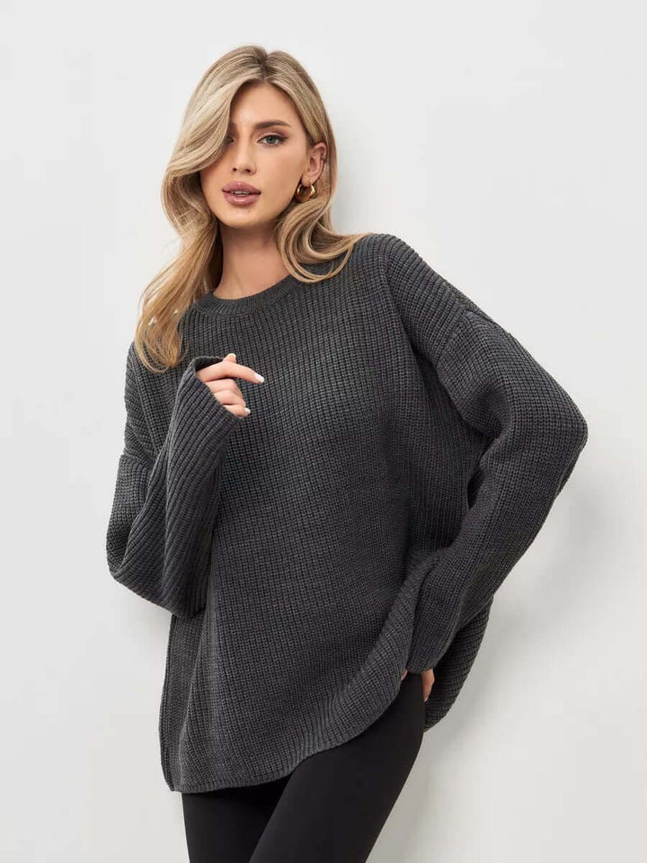 Pullover Damen Oversize - Strickpullover mit Rundhalsausschnitt