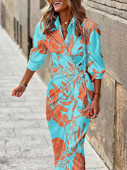 Summer Wrap Dress with Collar