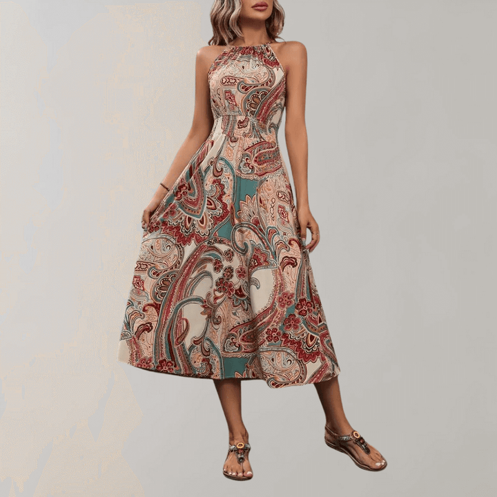 Women's Boho Paisley Print Maxi Dress