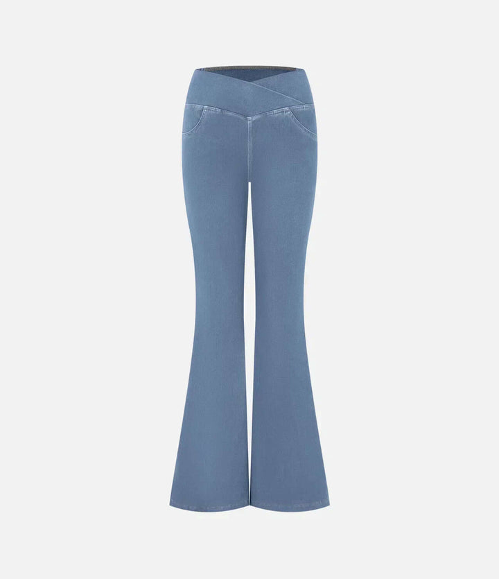 Women's High-Waisted Elasticated Flared Jeans