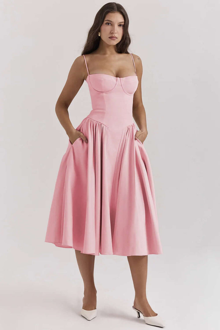 Women's Sleeveless Corset Fit Midi Dress