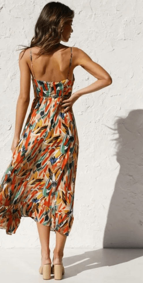 Women's Sleeveless V-Neck Flowy Midi Dress