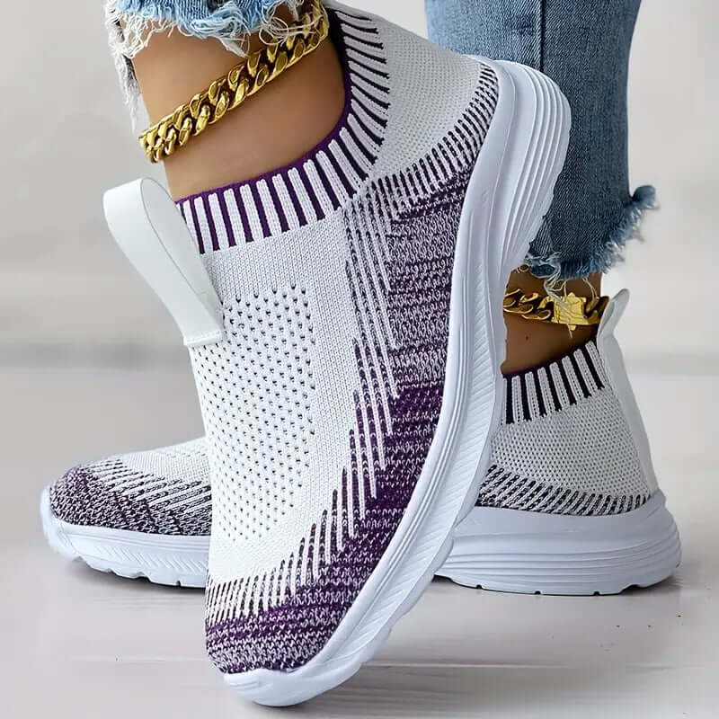 Women's Knitted Slip-On Trainers - Breathable & Cushioned