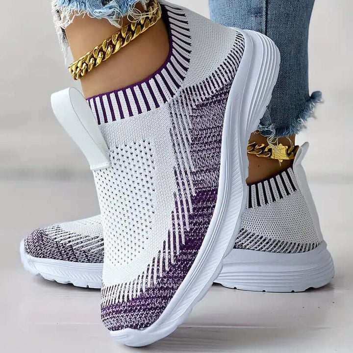 Women's Knitted Slip-On Trainers - Breathable & Cushioned