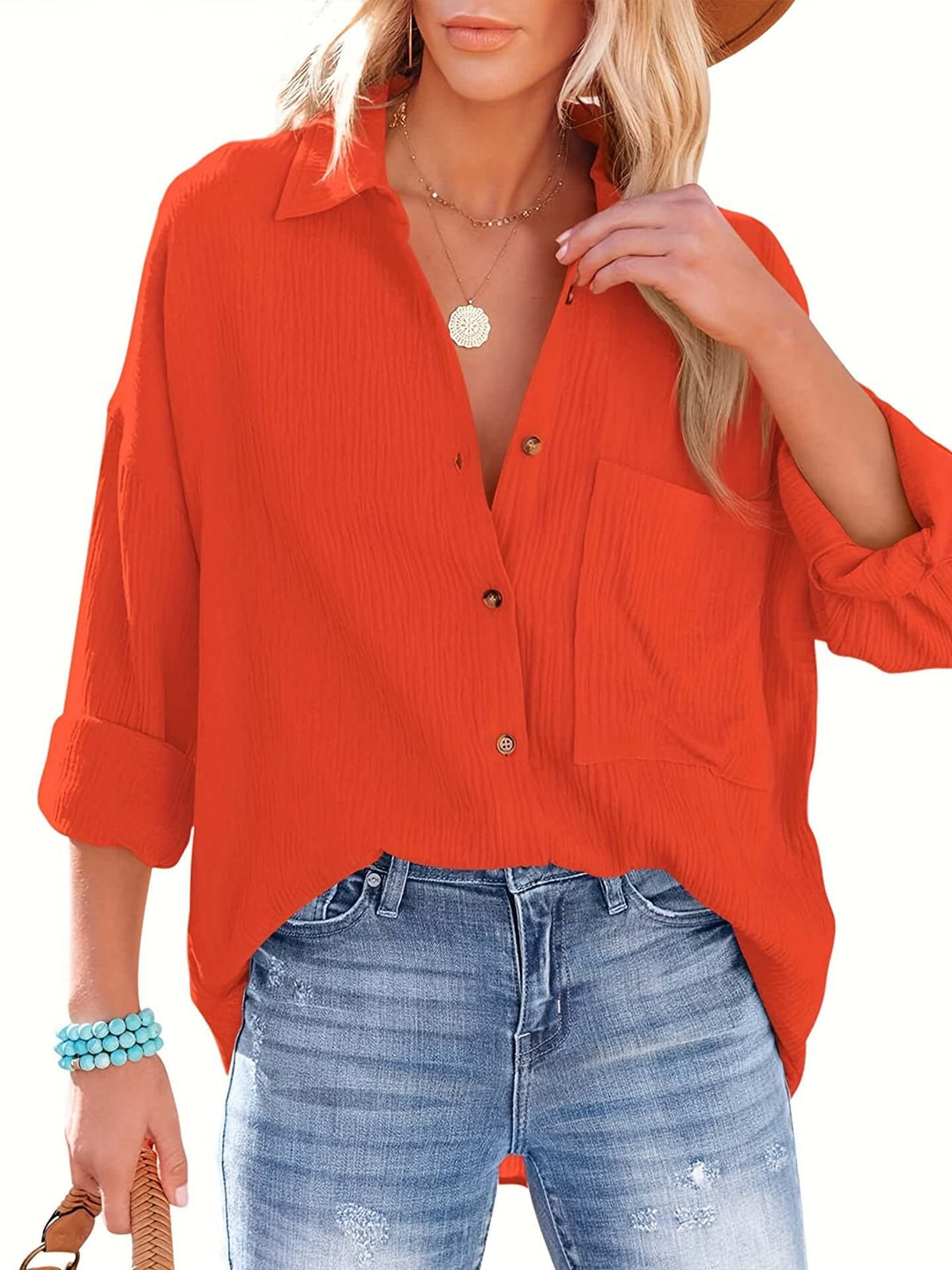 Women's Cotton Relaxed Fit Long Sleeve Shirt
