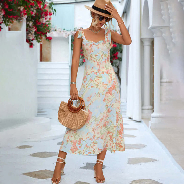 Elegant Floral Midi Dress - Summer Dress