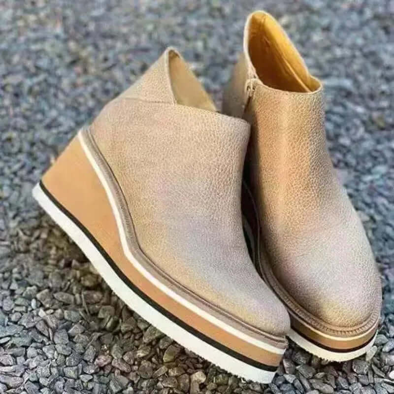 Women's Platform Ankle Boots with Zip