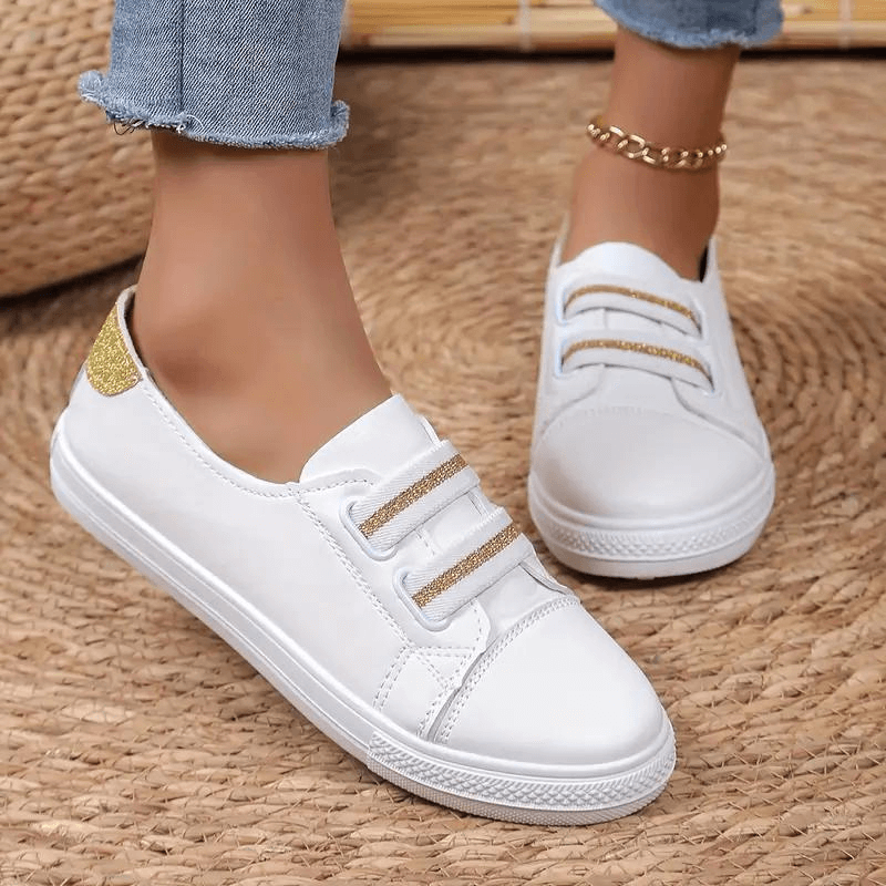 Women's Slip-On Trainers - Rounded Toe - Rubber Sole