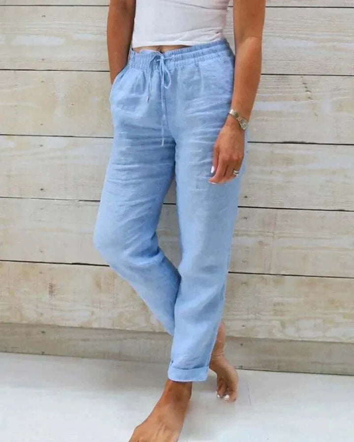 Women's Linen Relaxed Fit Casual Trousers