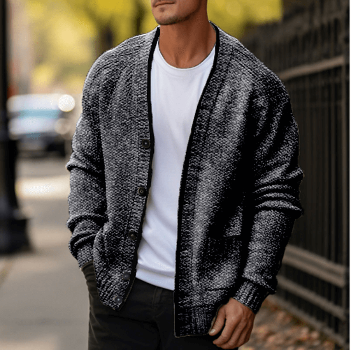 Knitted Cardigan Sweater - Warm Winter Layer