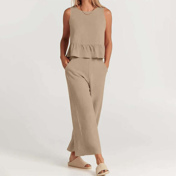 Women's Sleeveless Peplum Cropped Jumpsuit