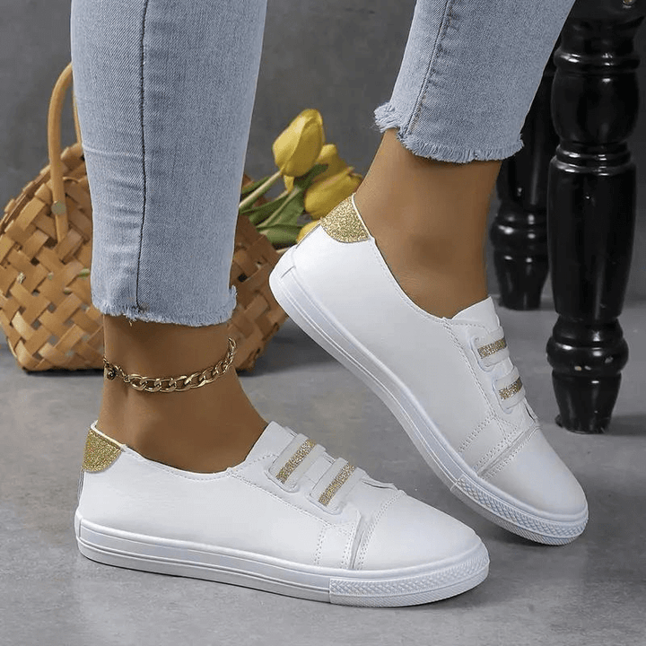 Women's Slip-On Trainers - Rounded Toe - Rubber Sole