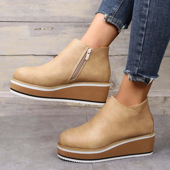Women's Platform Ankle Boots with Zip