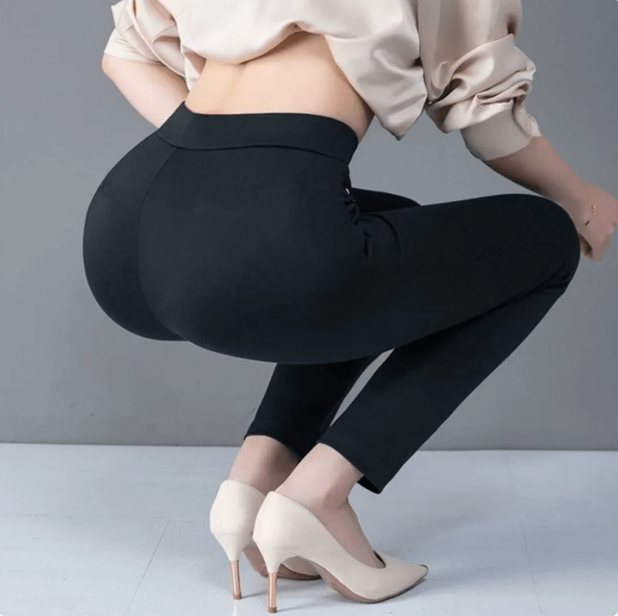 Women's Elastic High Waist Straight Leg Trousers
