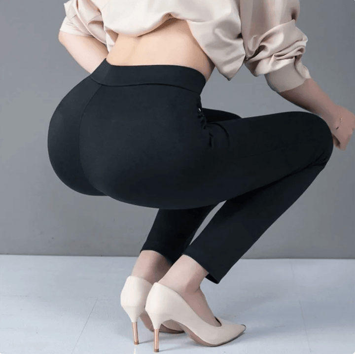 Women's Elastic High Waist Straight Leg Trousers