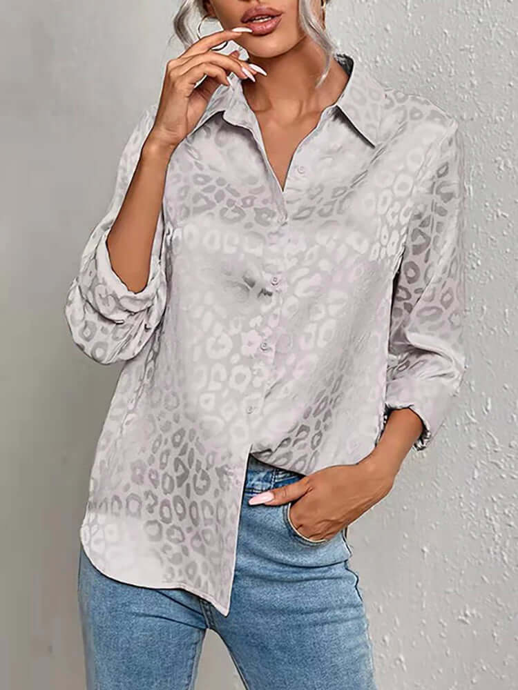 Women's Leopard Print Jacquard Blouse