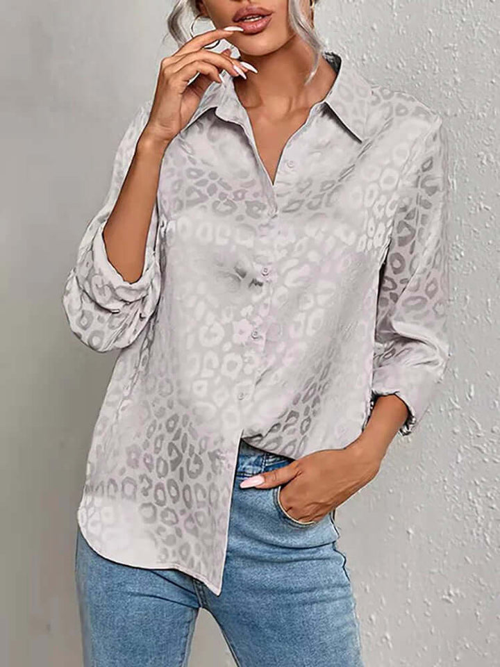 Women's Leopard Print Jacquard Blouse