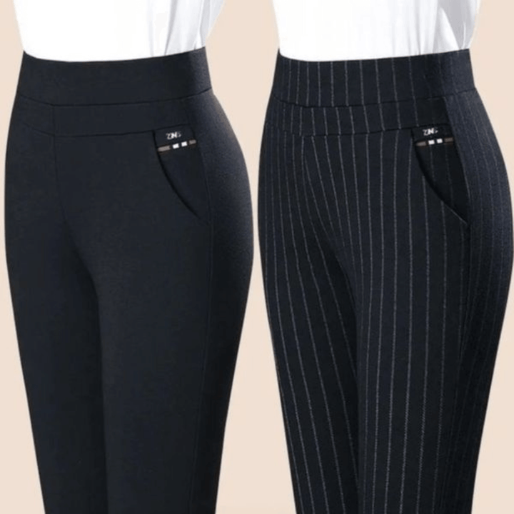 Women's Elastic High Waist Straight Leg Trousers