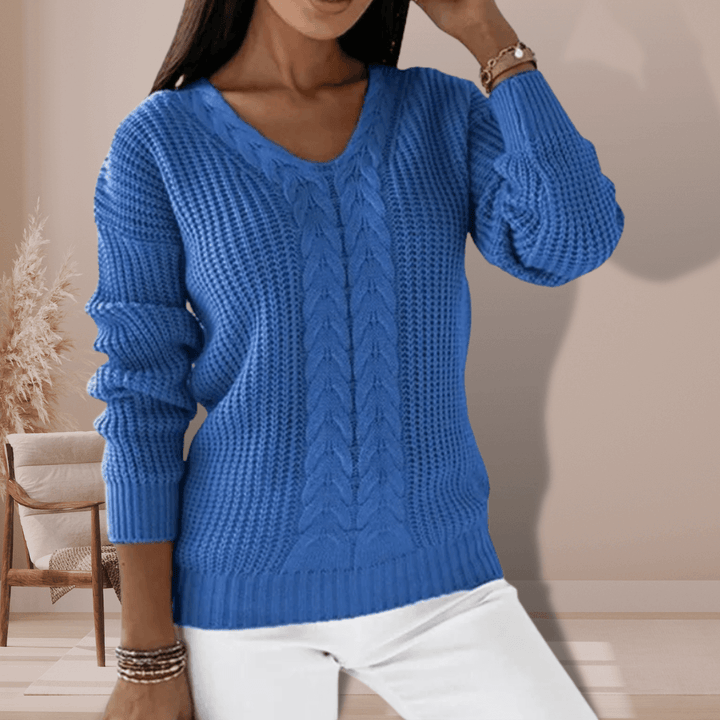 Women's V-Neck Knitted Slim Fit Pullover