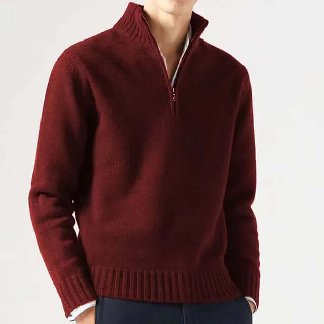 Men's Half-Zip Warm Wool-Blend Sweater