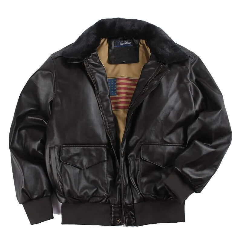 Men's Leather Jacket with Practical Pockets