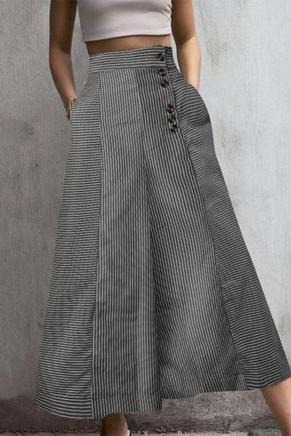 Women's Striped High-Waist Wide Leg Pants