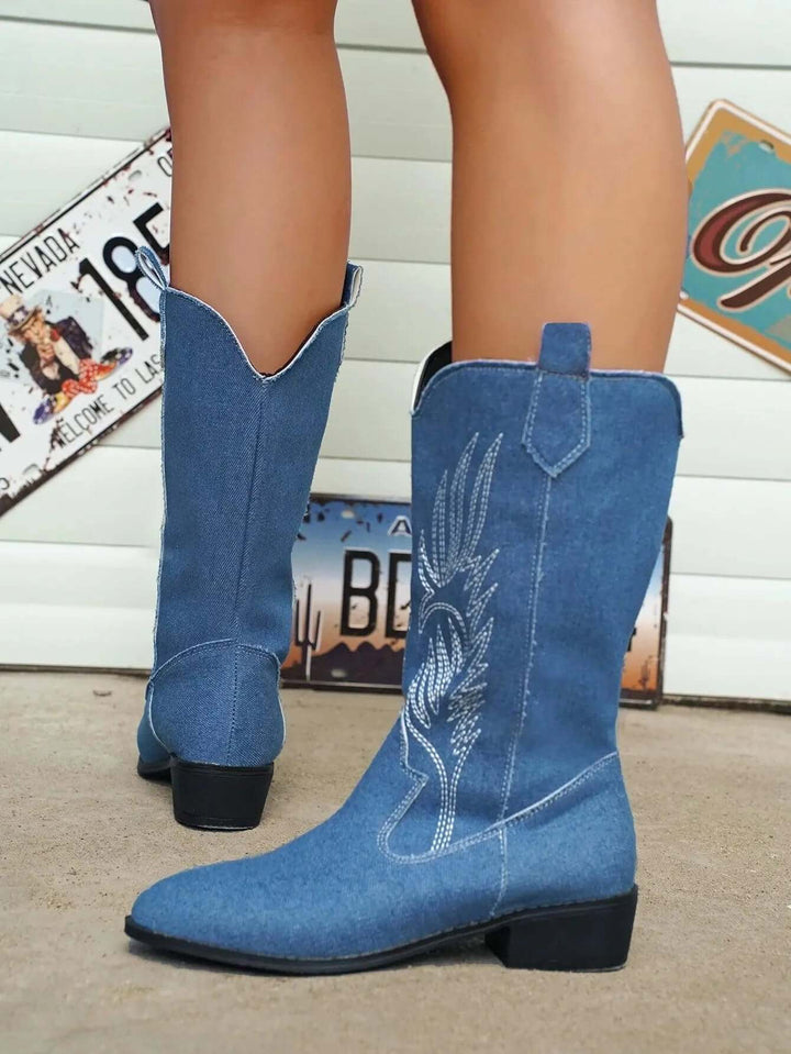 Women's PU Leather Cowboy Boots