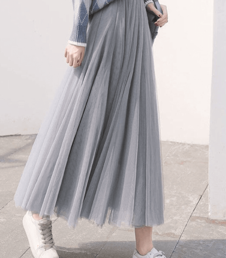 Women's Ankle-Length High-Waist Flowing Skirt