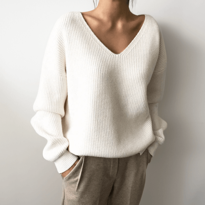 Women's Relaxed Fit V-Neck Sweater