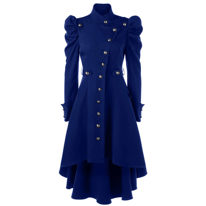 Women's Retro Midi Jacket with Standing Collar