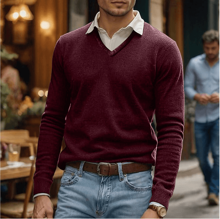 Soft Cotton Blend V-Neck Sweater
