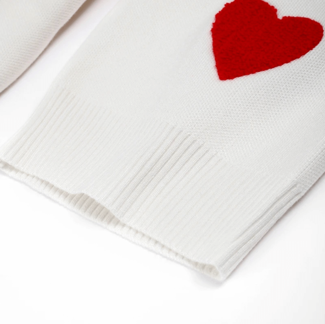 Women's Loose Fit Heart Print Sweater