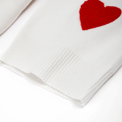 Women's Loose Fit Heart Print Sweater