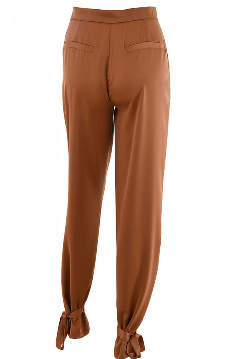 Women's High-Waisted Tapered Trousers with Ankle Tie