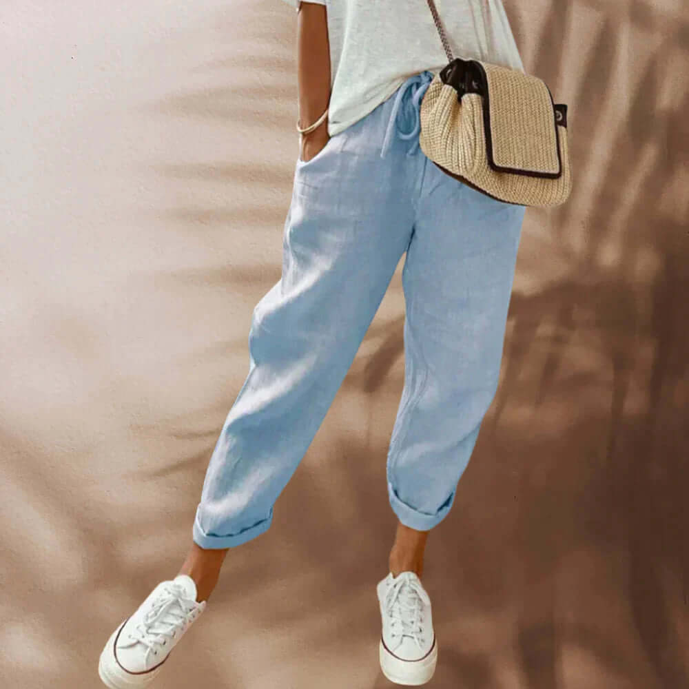 Women's Tailored Trousers with Tie Belt