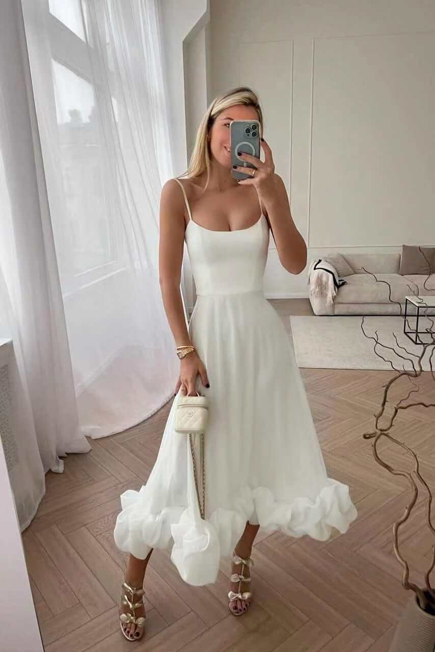 Elegant Floral Embellished A-Line Midi Dress