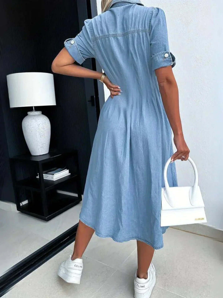 Cotton Denim Dress - Women's Versatile Outfit
