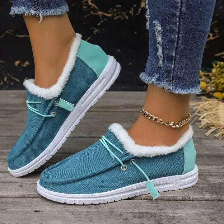Women's Velvet Lace-Up Flat Ankle Boots