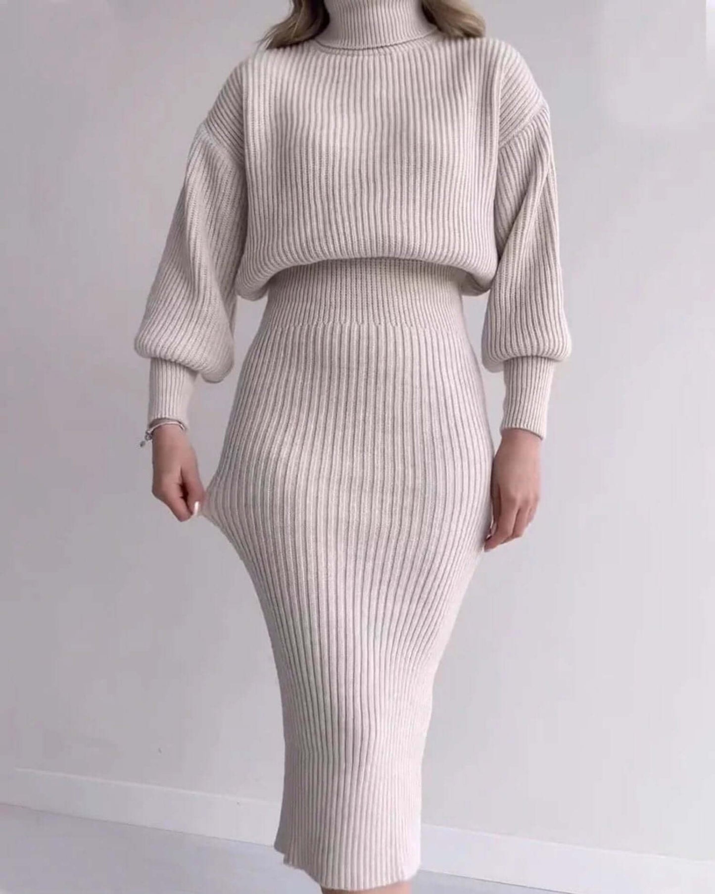 Ribbed Sweater Dress - Elegant