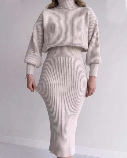 Ribbed Sweater Dress - Elegant