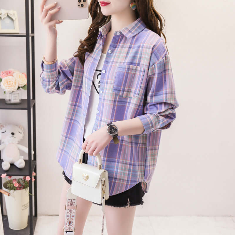 Women's Plaid Long Sleeve Shirt
