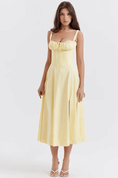 Women's Fitted Corset Midi Sun Dress
