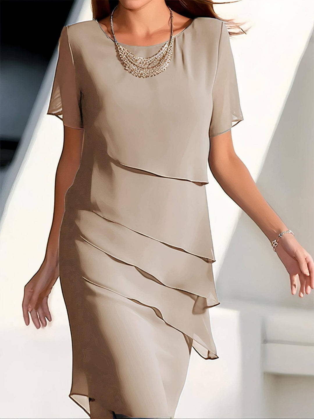 Women's Pleated Chiffon Midi Dress